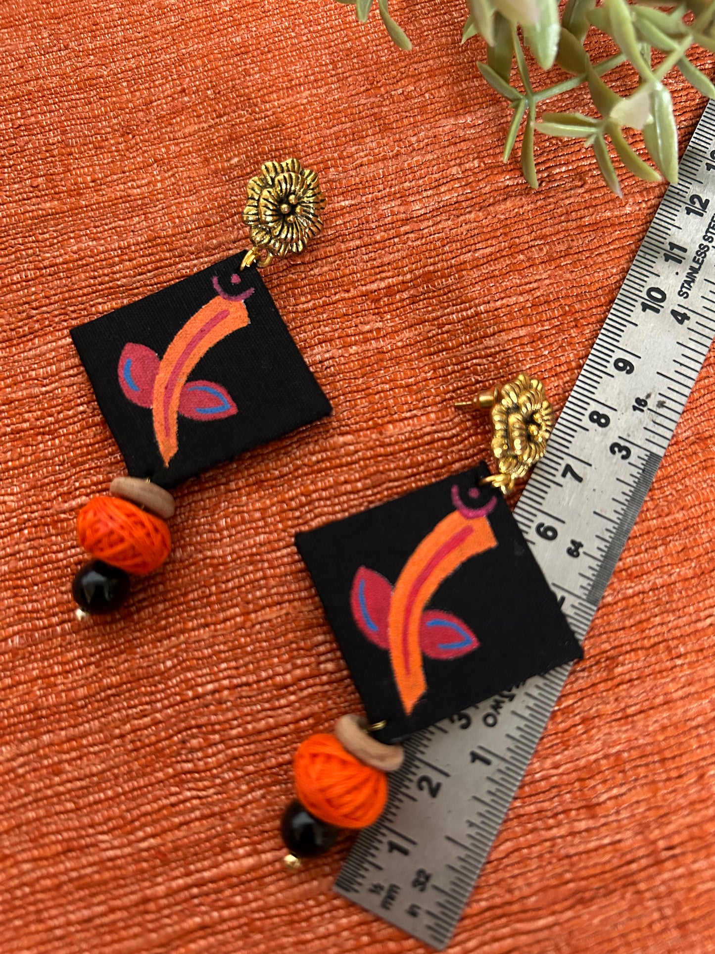 Ekisha Orange Fabric Earrings