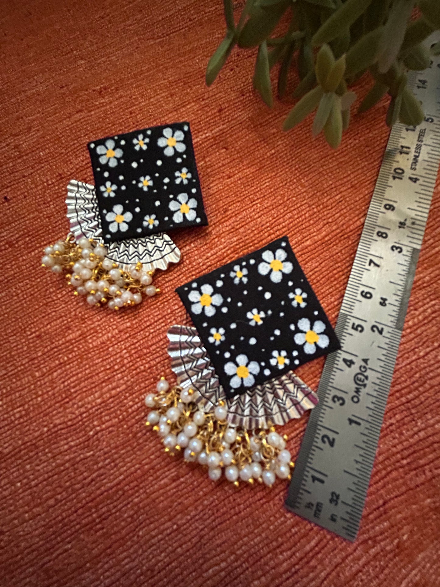Rupini Black Fabric Earrings