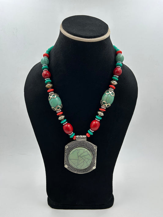 Tarini  Mint Green Tibetan Necklace