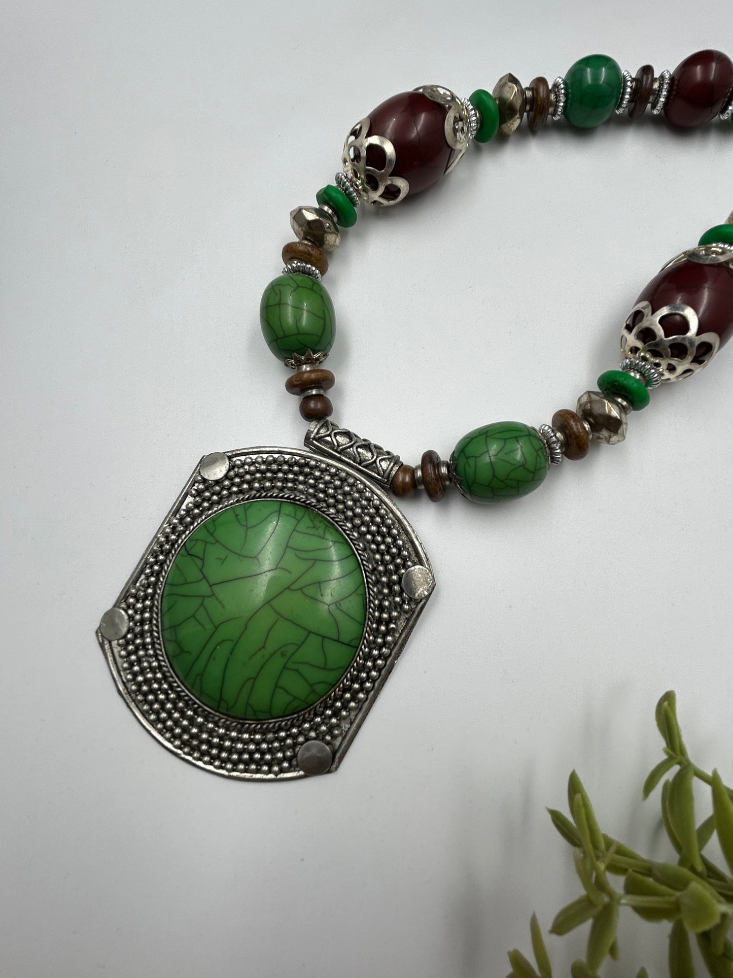 Tarini Green Tibetan Necklace