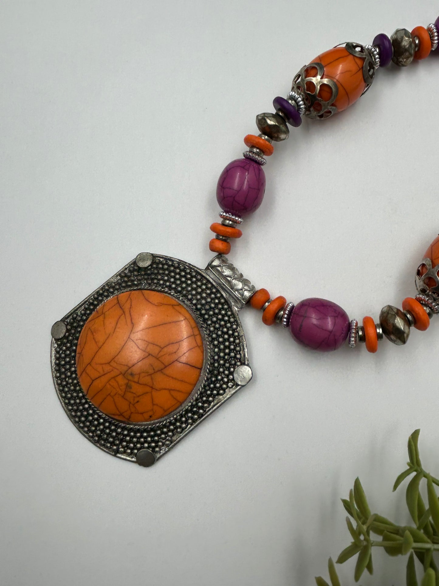 Tarini Orange Tibetan Necklace