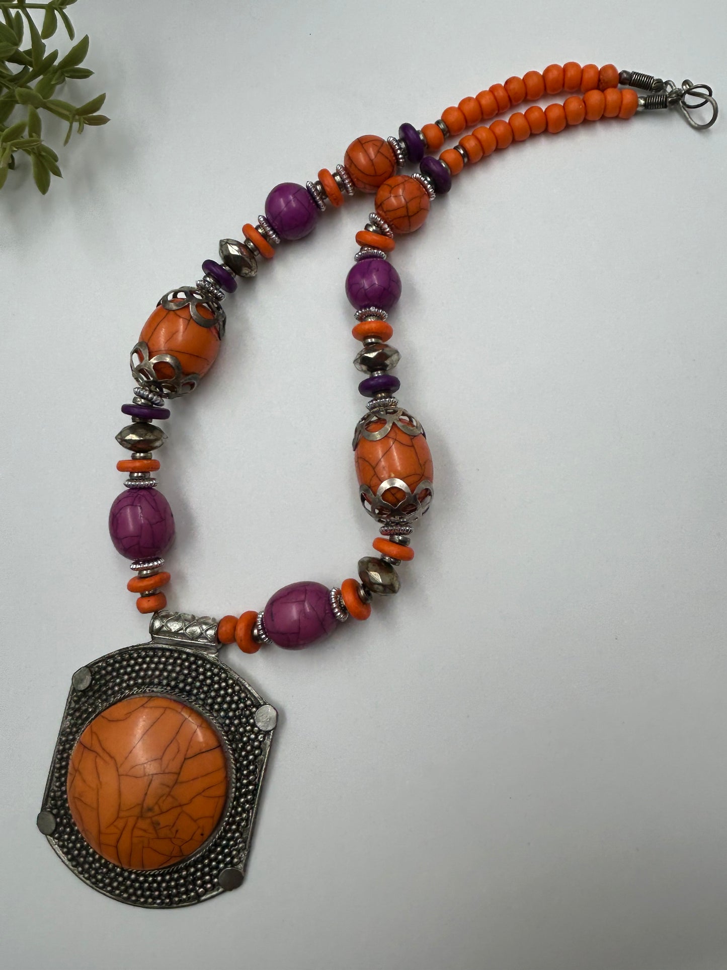 Tarini Orange Tibetan Necklace