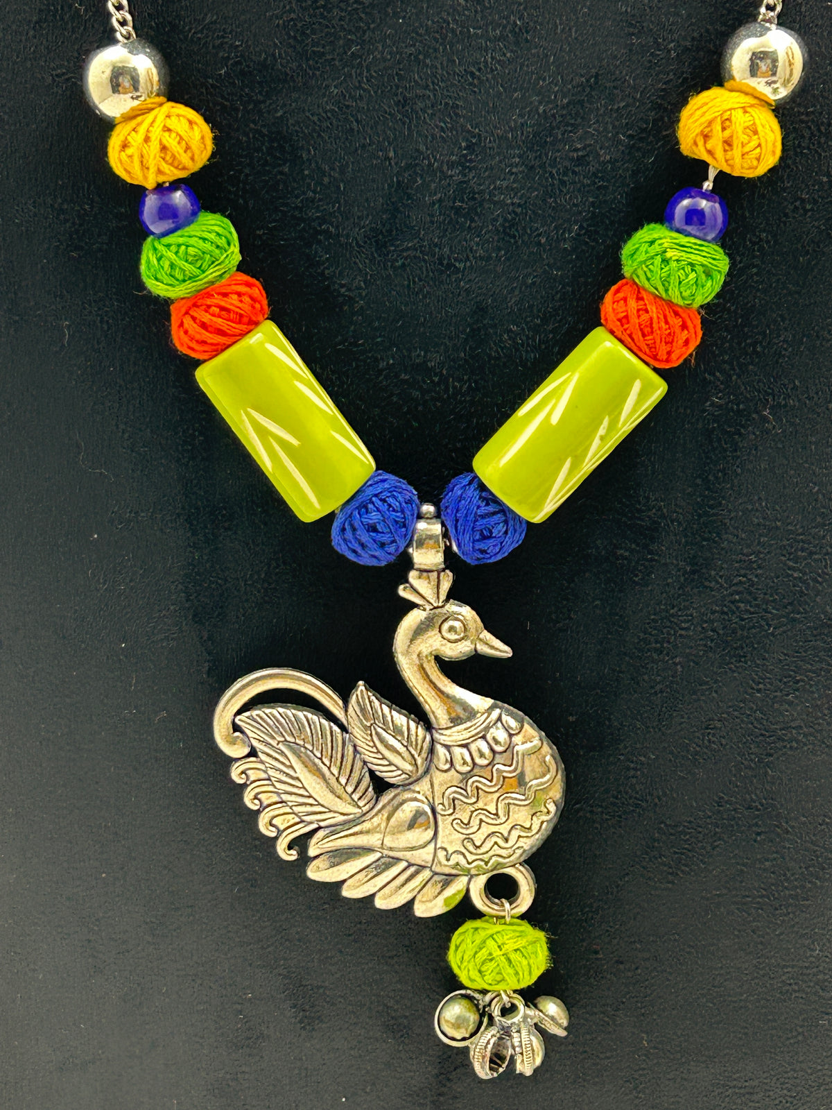 Mayuri Green Oxidised Peacock Necklace