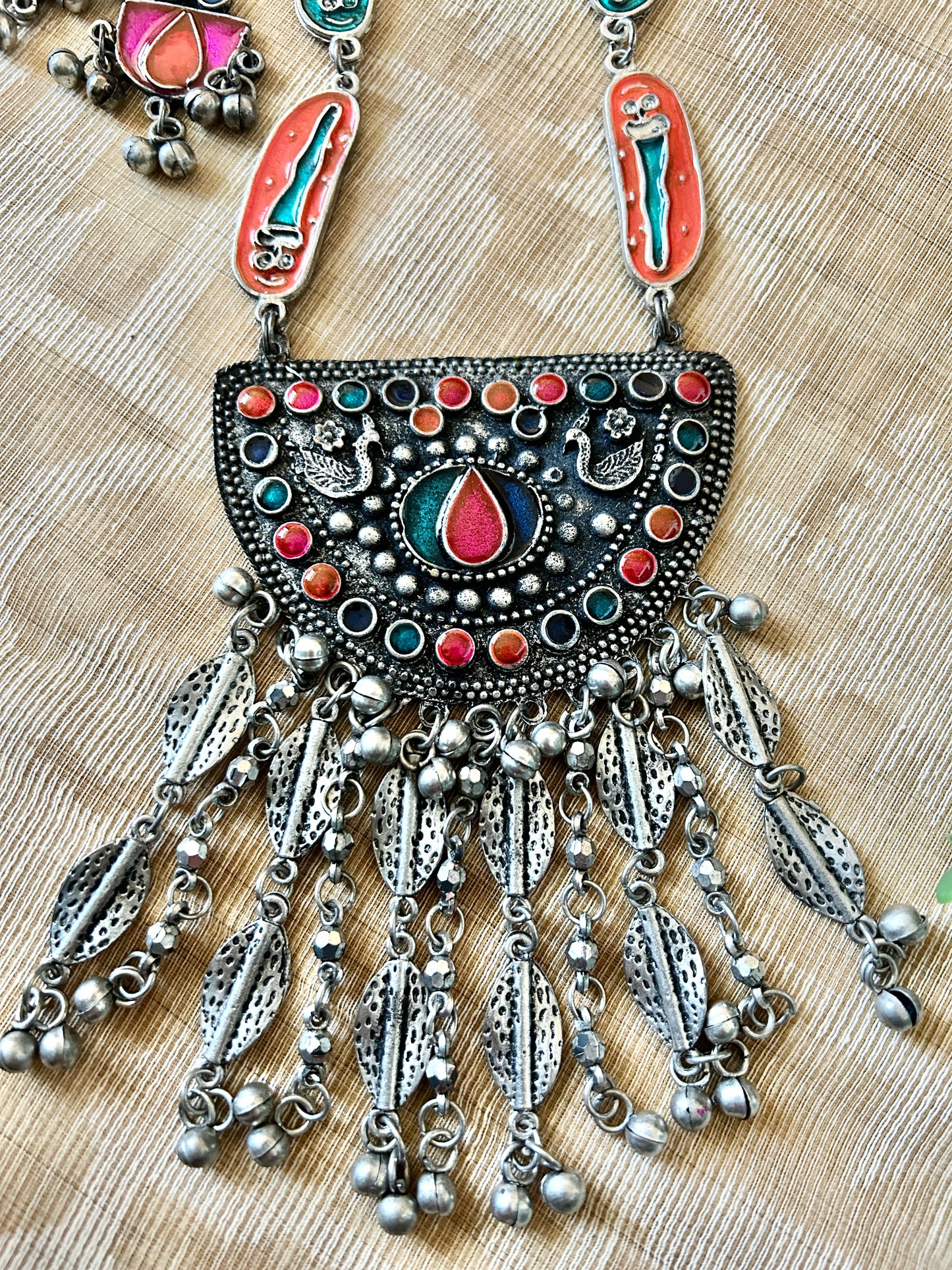 Myra Multicoloured Afghani Necklace set