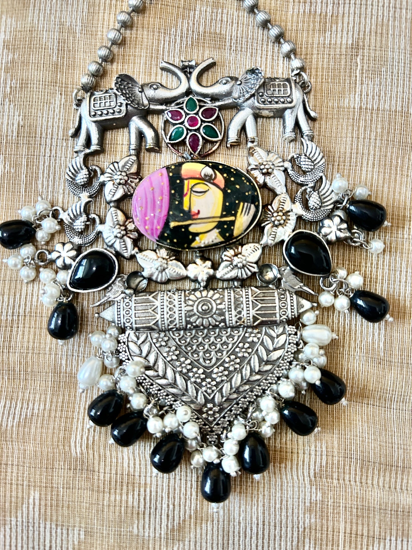 Meera Black Hand Painted Necklace Set