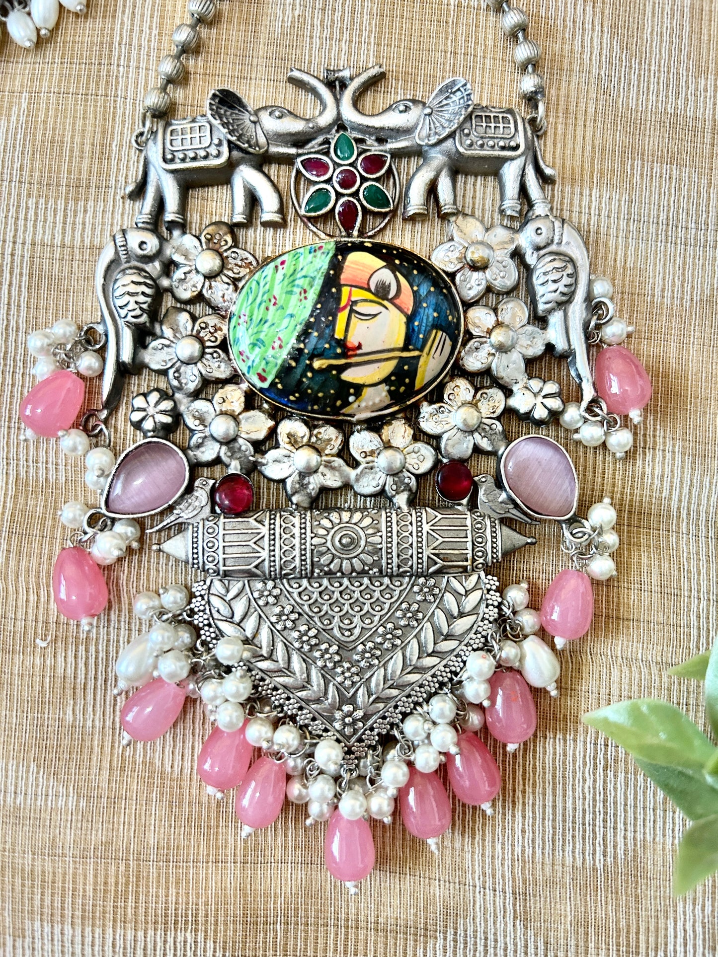 Meera Pink Hand Painted Necklace Set