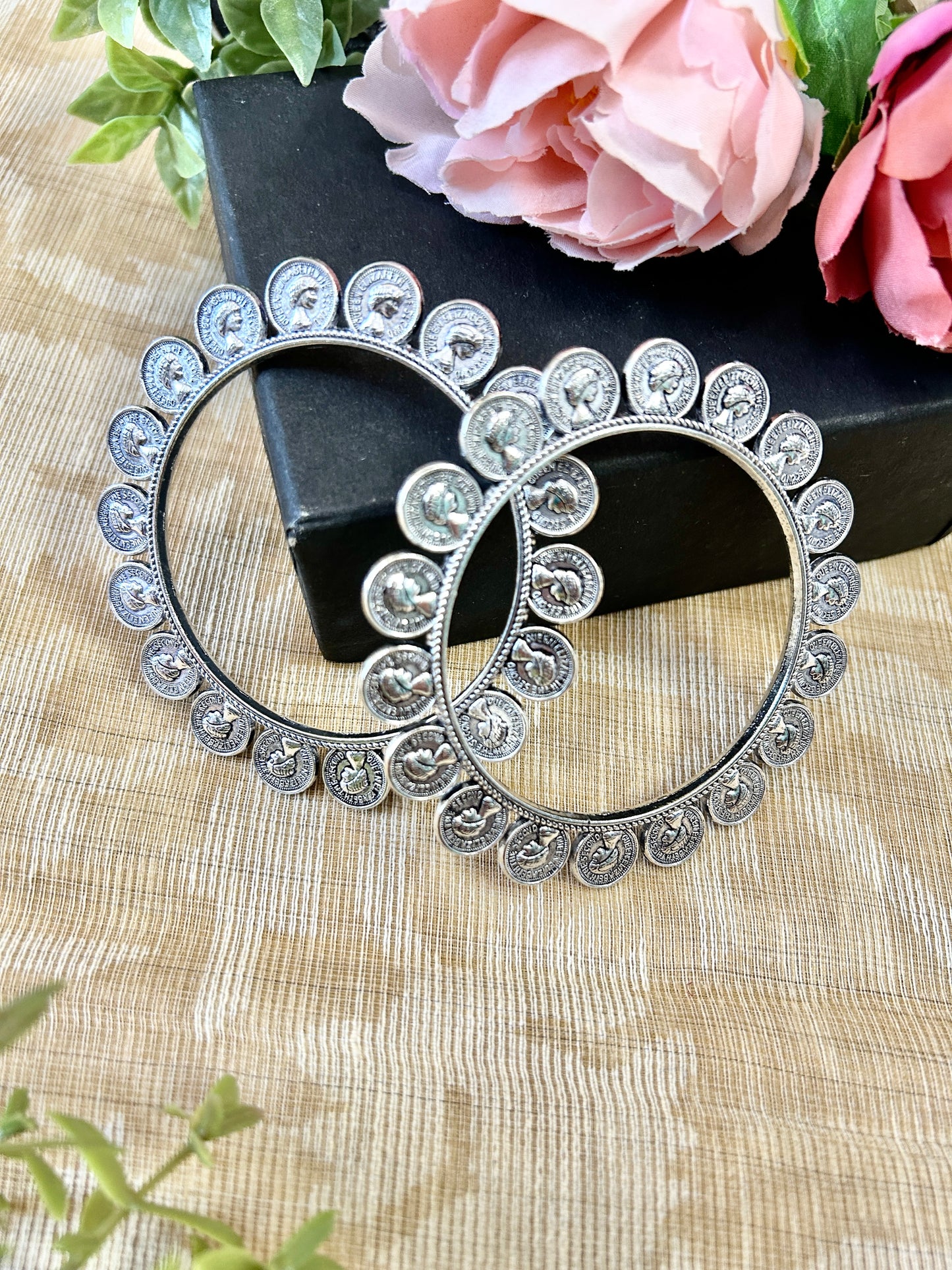 Anvi Oxidised Coin Bangles