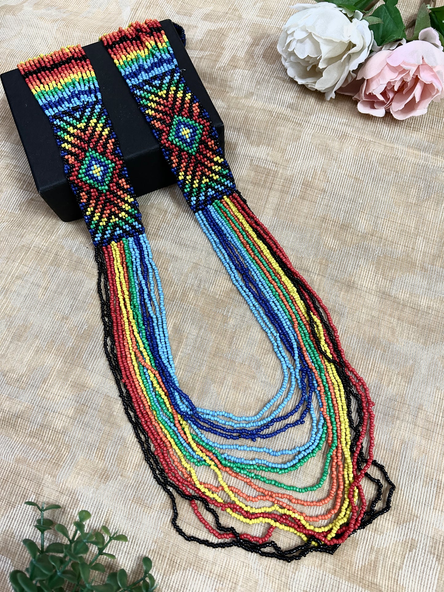 Mehu Multicolour Seed Beads Layered Necklace