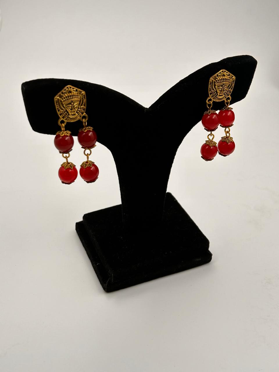 Gauri Red Dokra Necklace Set