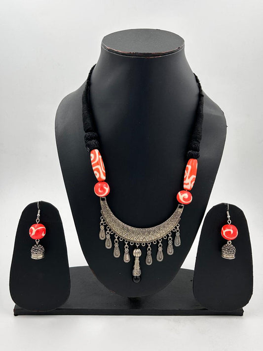 Kesari Orange Hasli Necklace Set