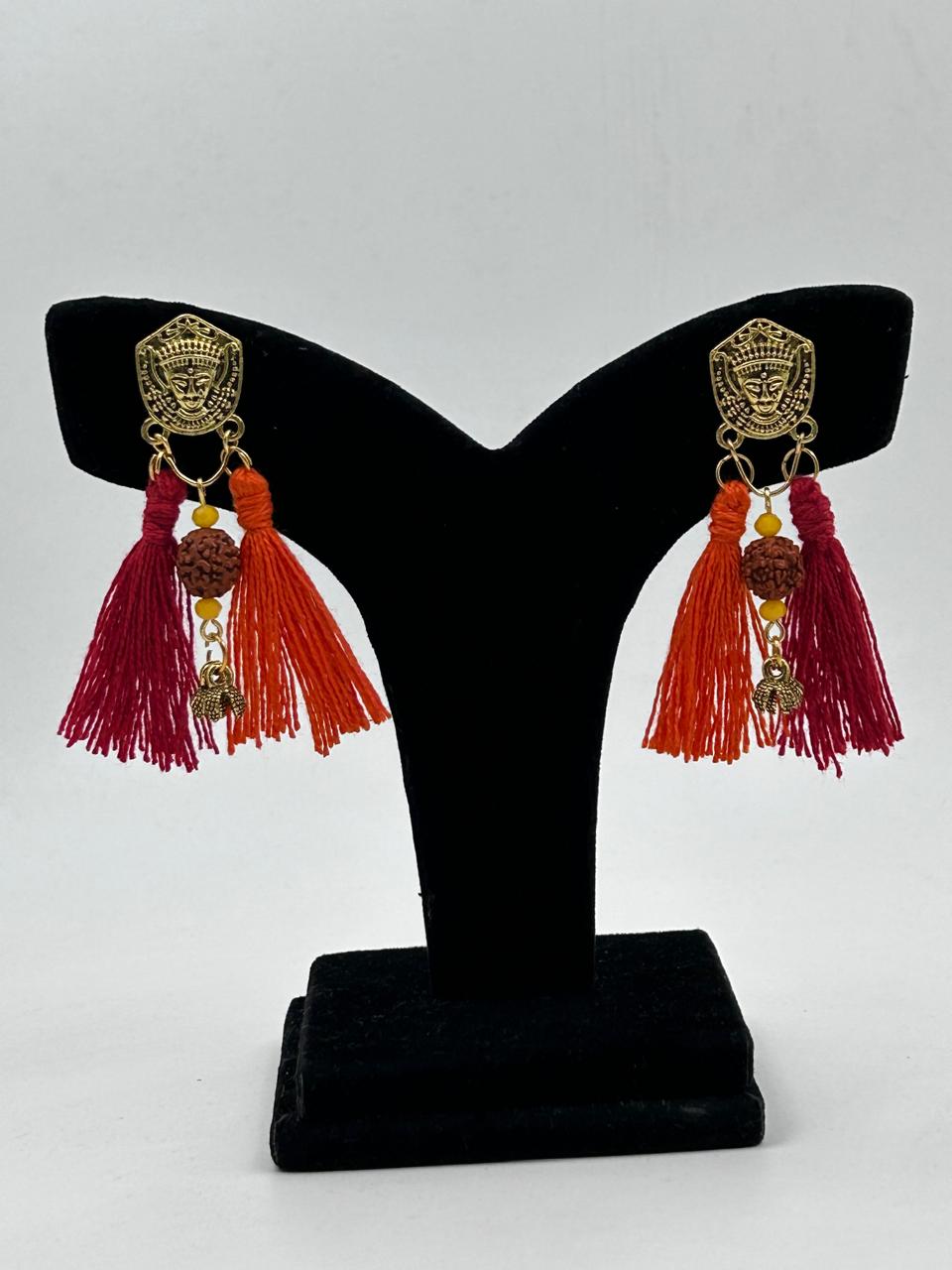 Sharvani Rudraksha Oxidised Earrings