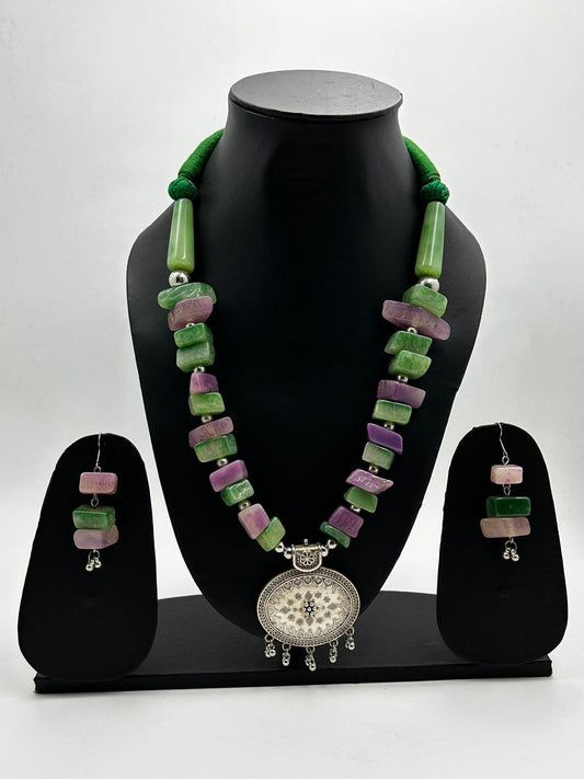 Mridu Multicolor Oxidised Tribal Necklace Set