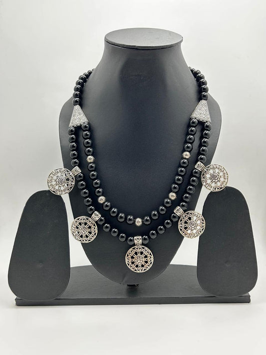 Bhuvi Black Oxidised Charms Necklace