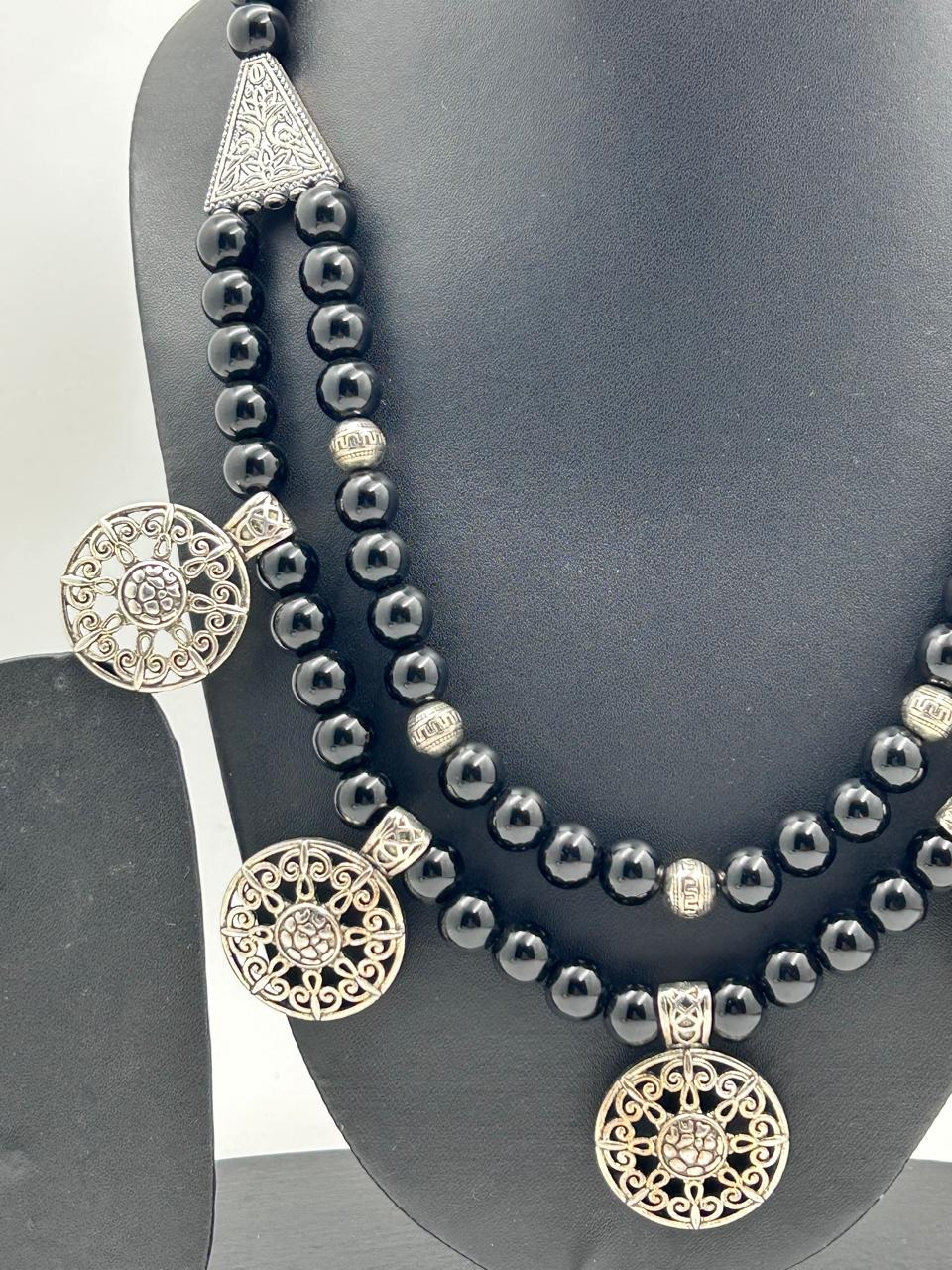 Bhuvi Black Oxidised Charms Necklace