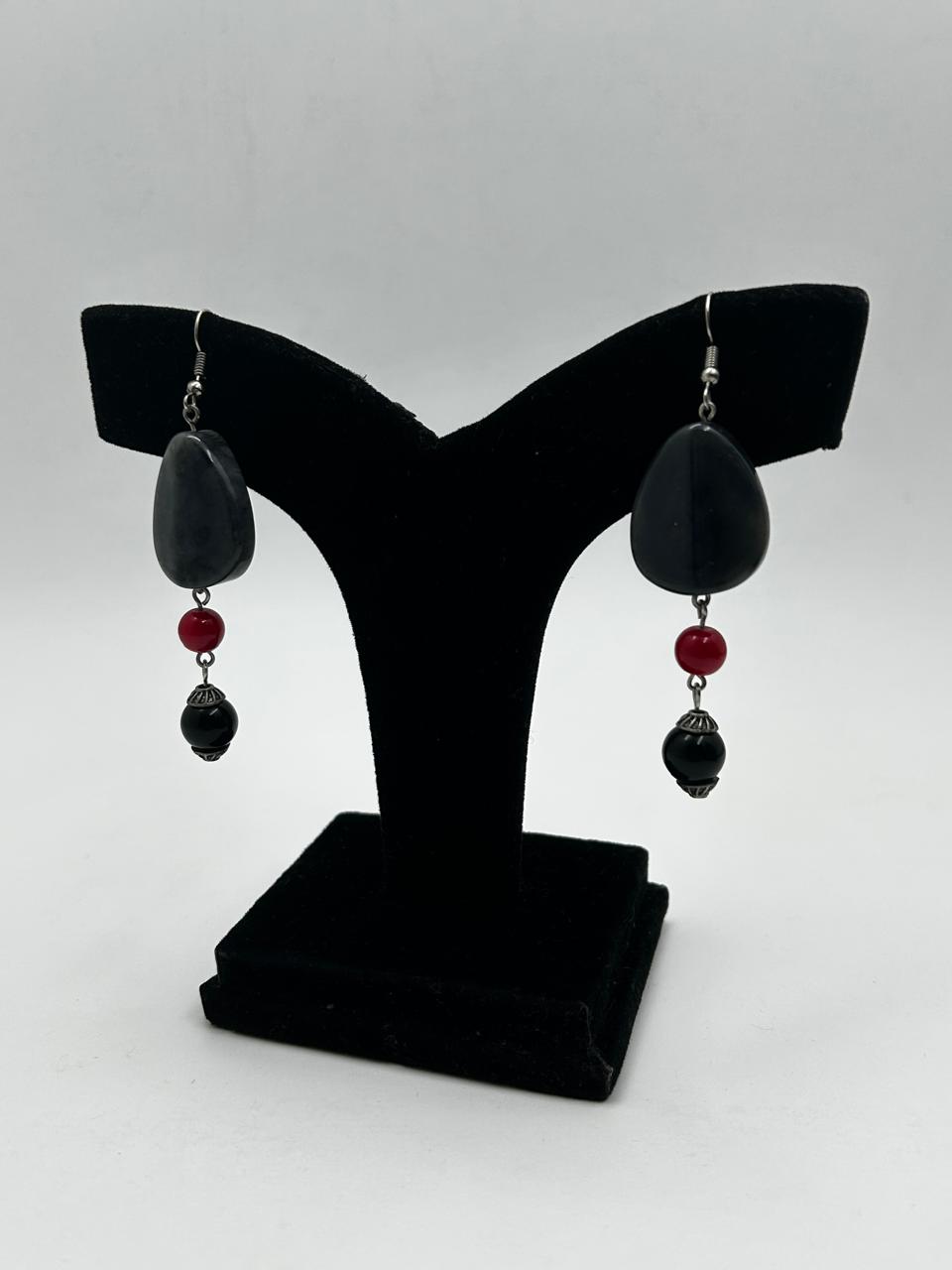 Padma Red and Grey Tribal Necklace Set