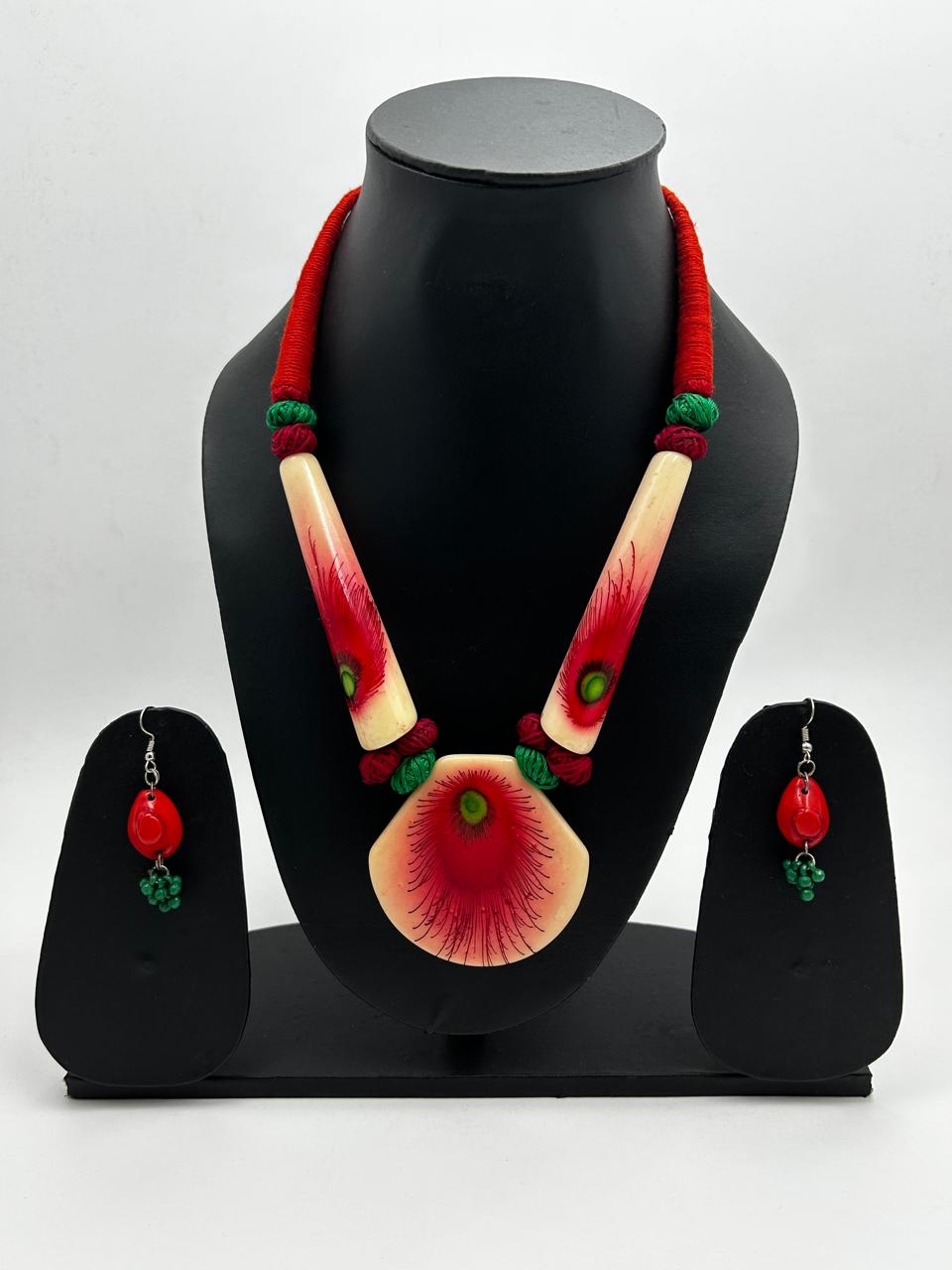 Shyla Red Tribal Necklace Set