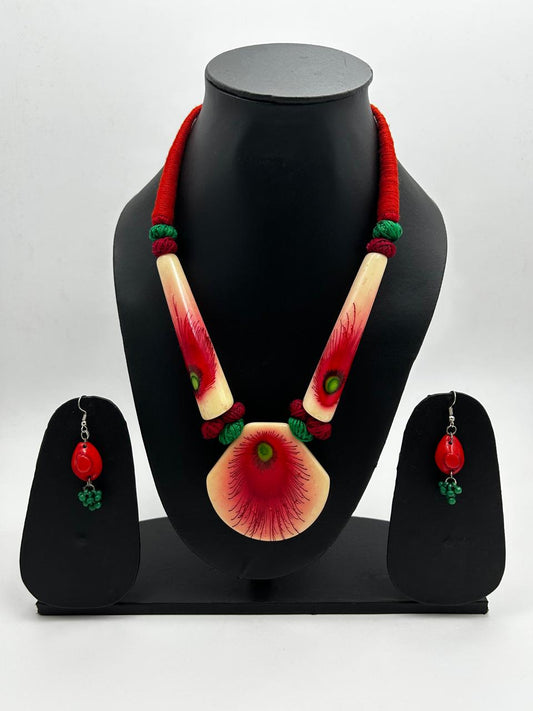 Shyla Red Tribal Necklace Set
