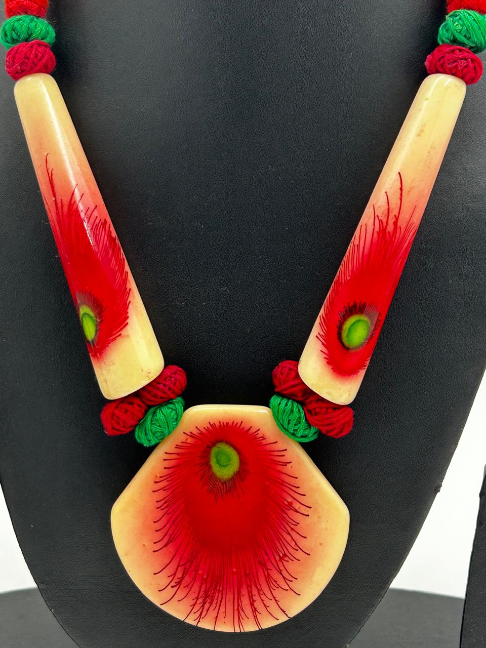 Shyla Red Tribal Necklace Set