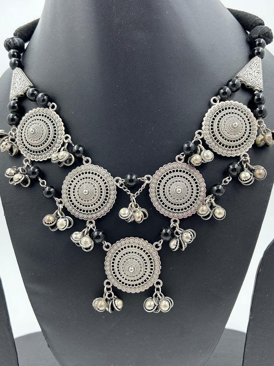 Tesha Oxidised Charms Necklace Set