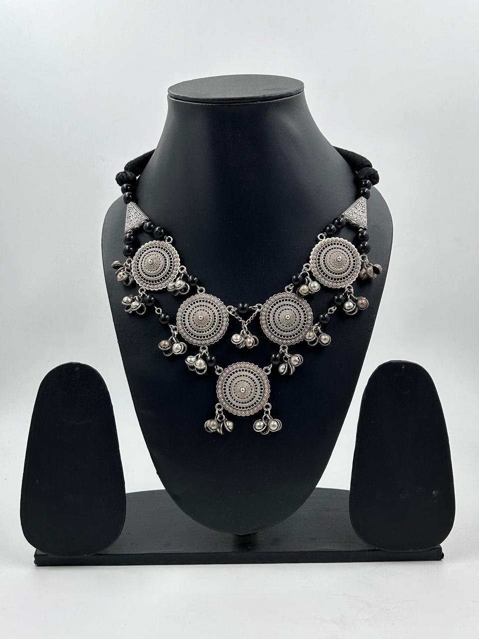 Tesha Oxidised Charms Necklace Set