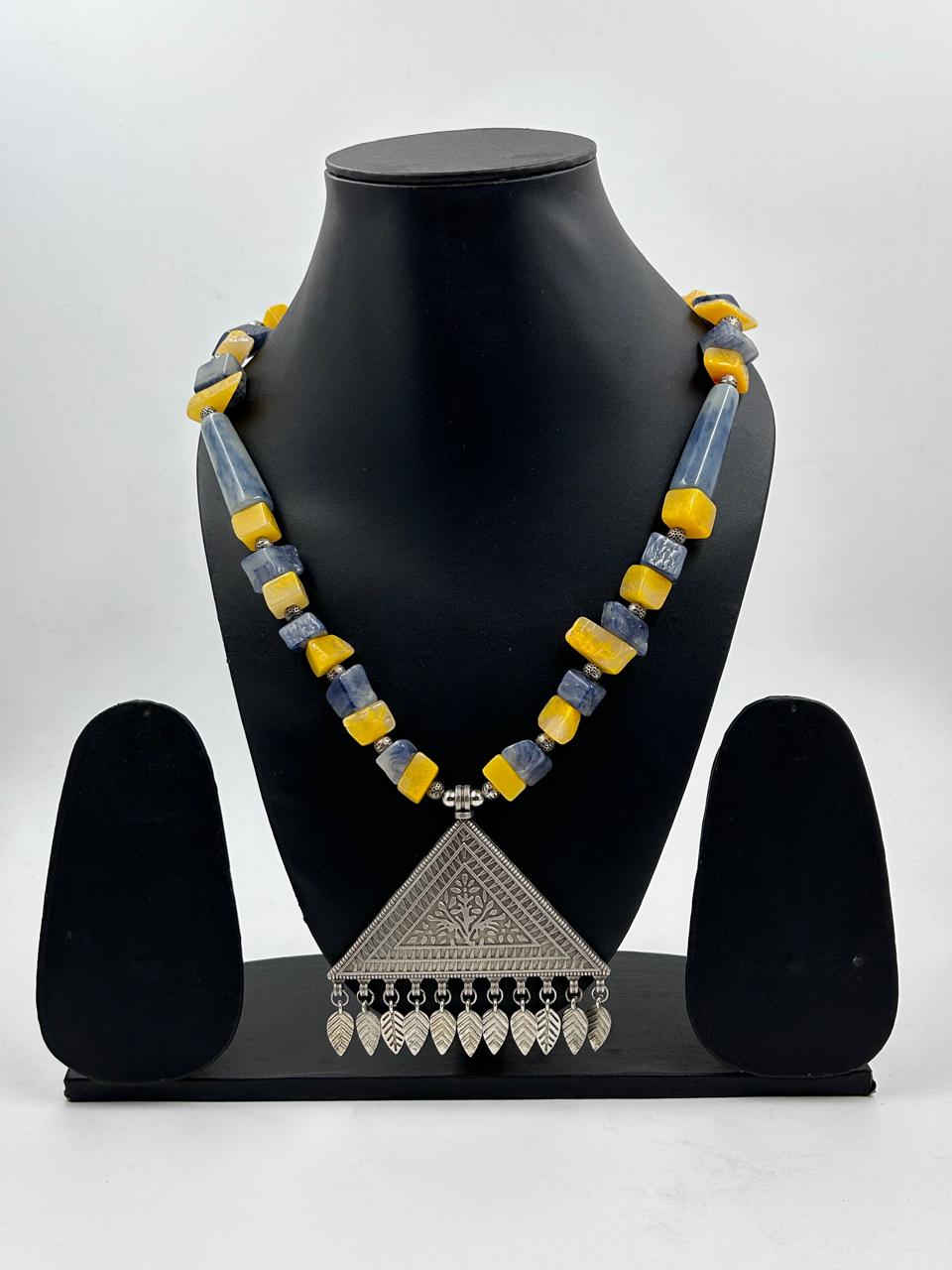 Harini Grey yellow Tribal Necklace