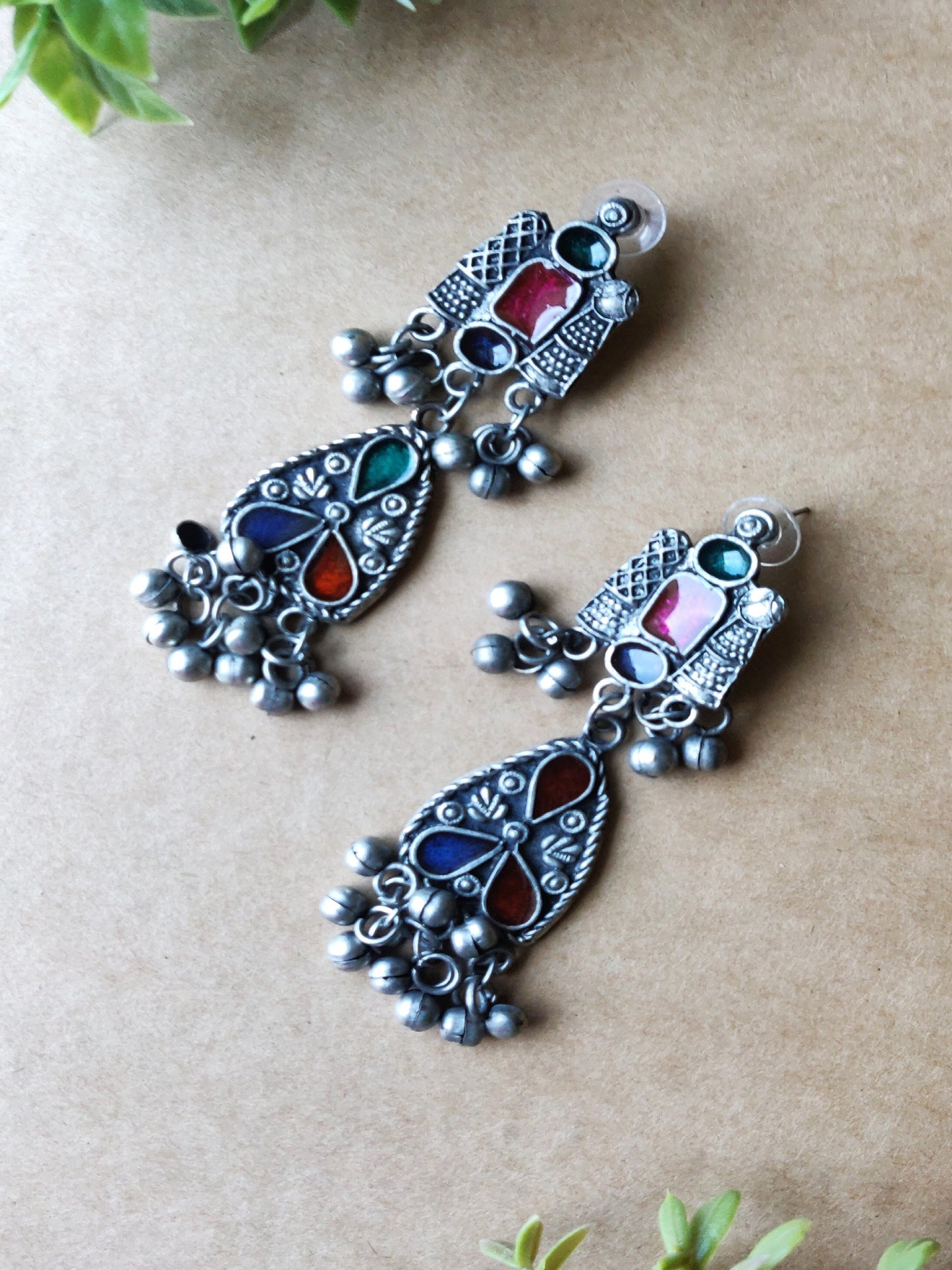 Shama Black Polished Meenakari Earrings