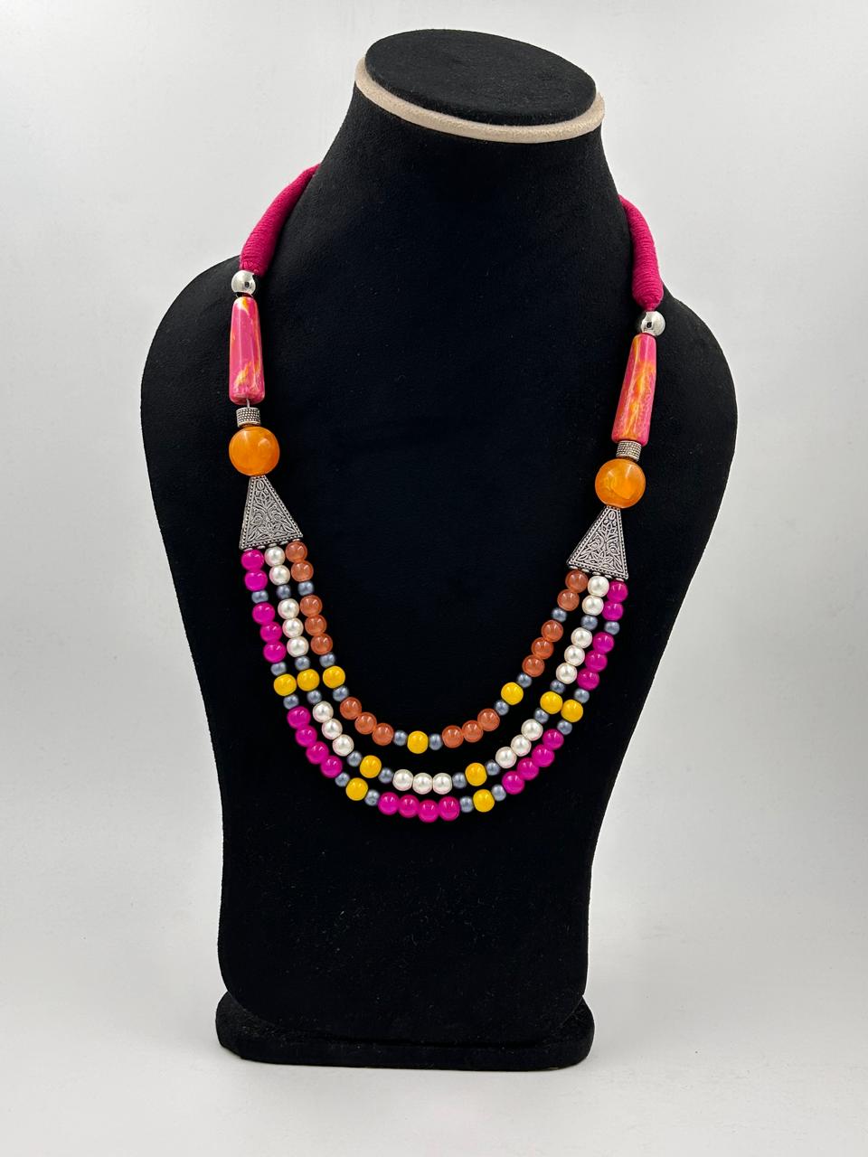 Blossom Multicolor Beads Layered Necklace Set