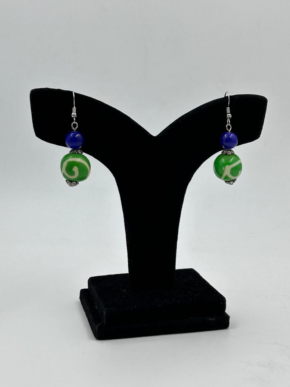 Tribal Touch Green Oxidised Peacock Necklace Set