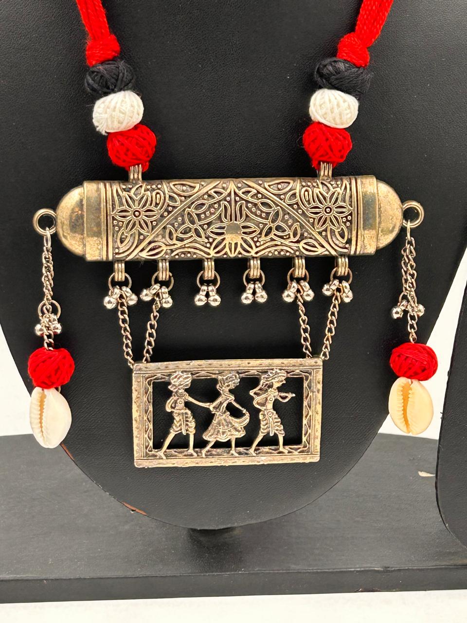 Vani Red Oxidised Dokra Necklace