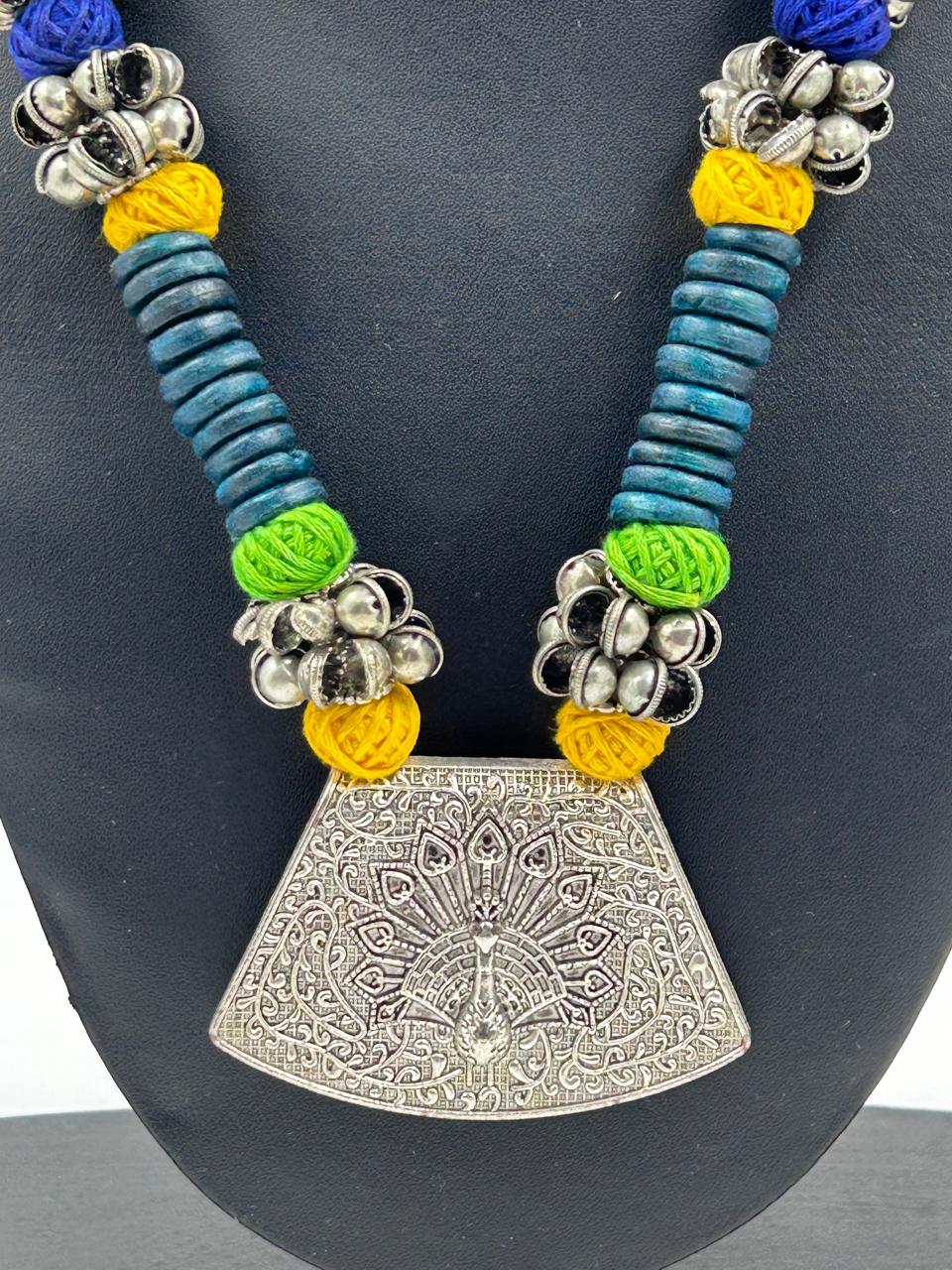 Tribal Touch Green Peacock Necklace Set