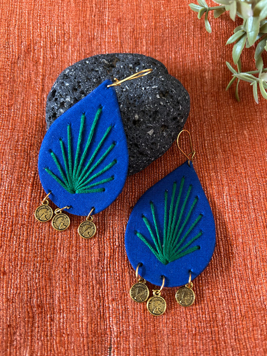 Nirvi Dark Blue Fabric Earrings