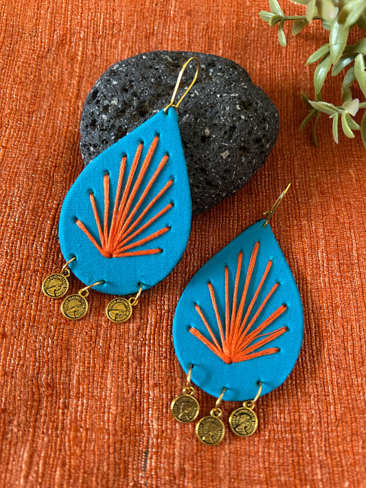 Nirvi Blue Fabric Earrings