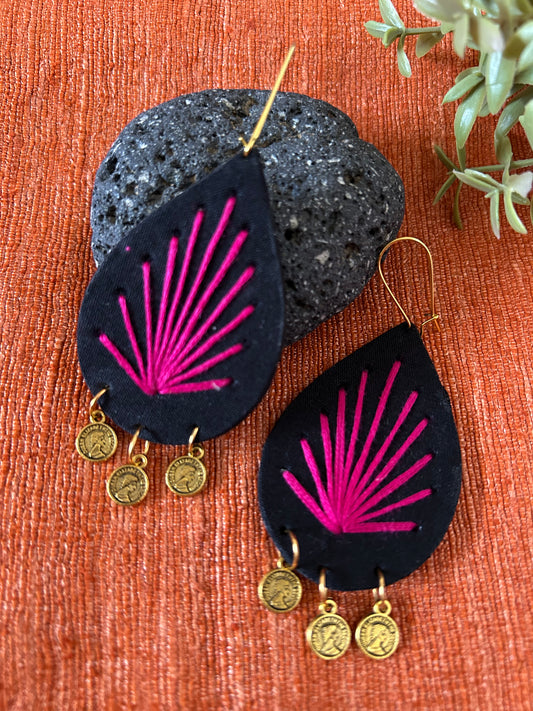 Nirvi Black Fabric Earrings