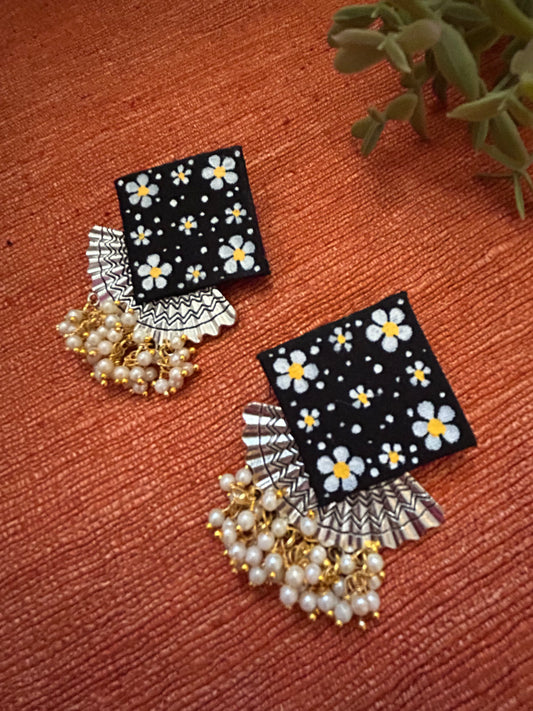 Rupini Black Fabric Earrings
