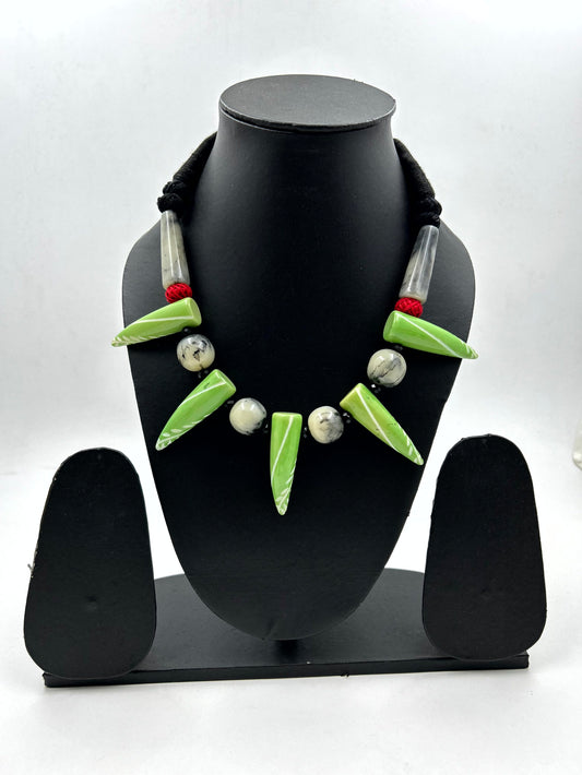 Vayra Green Beaded Necklace