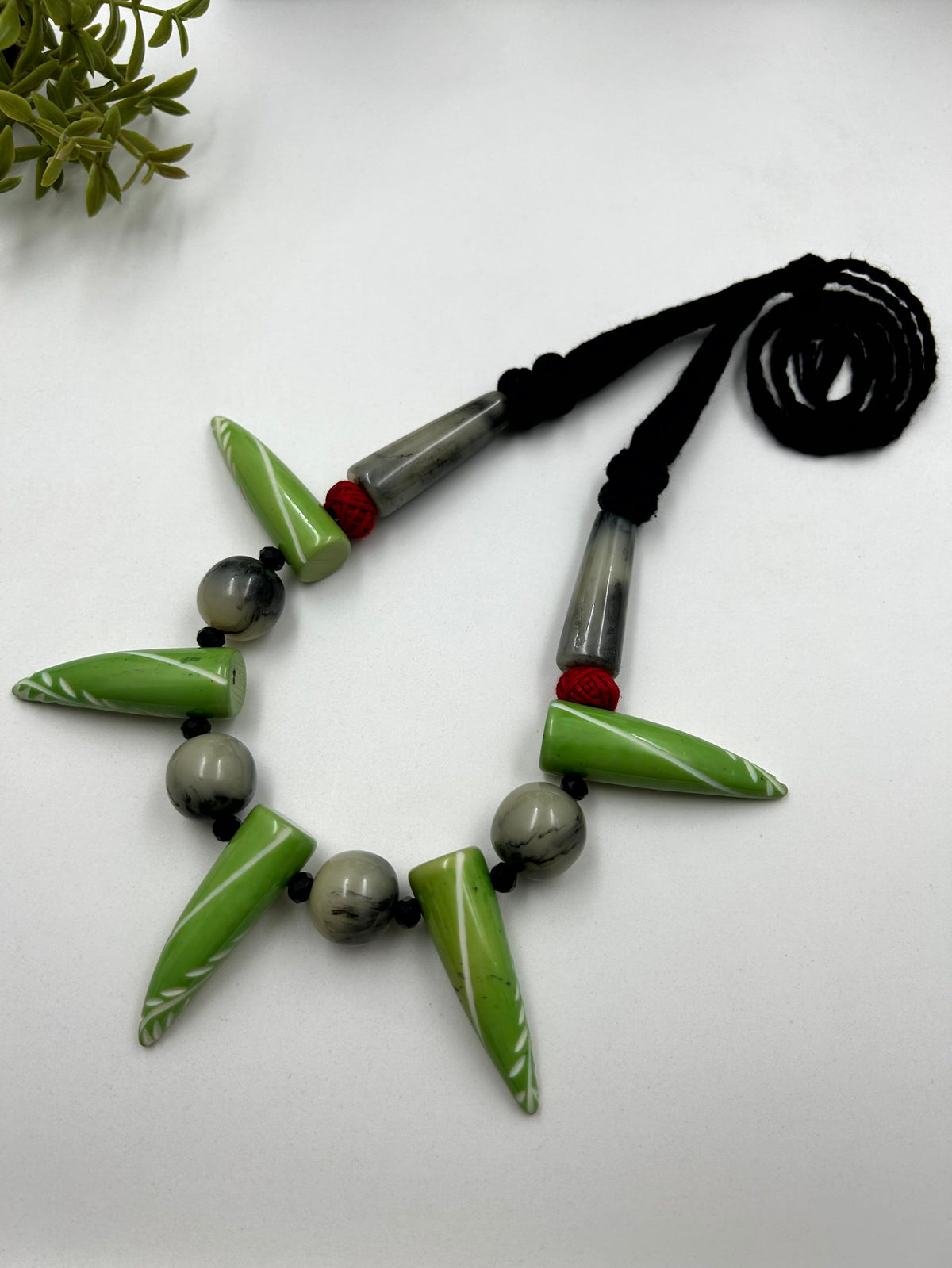 Vayra Green Beaded Necklace