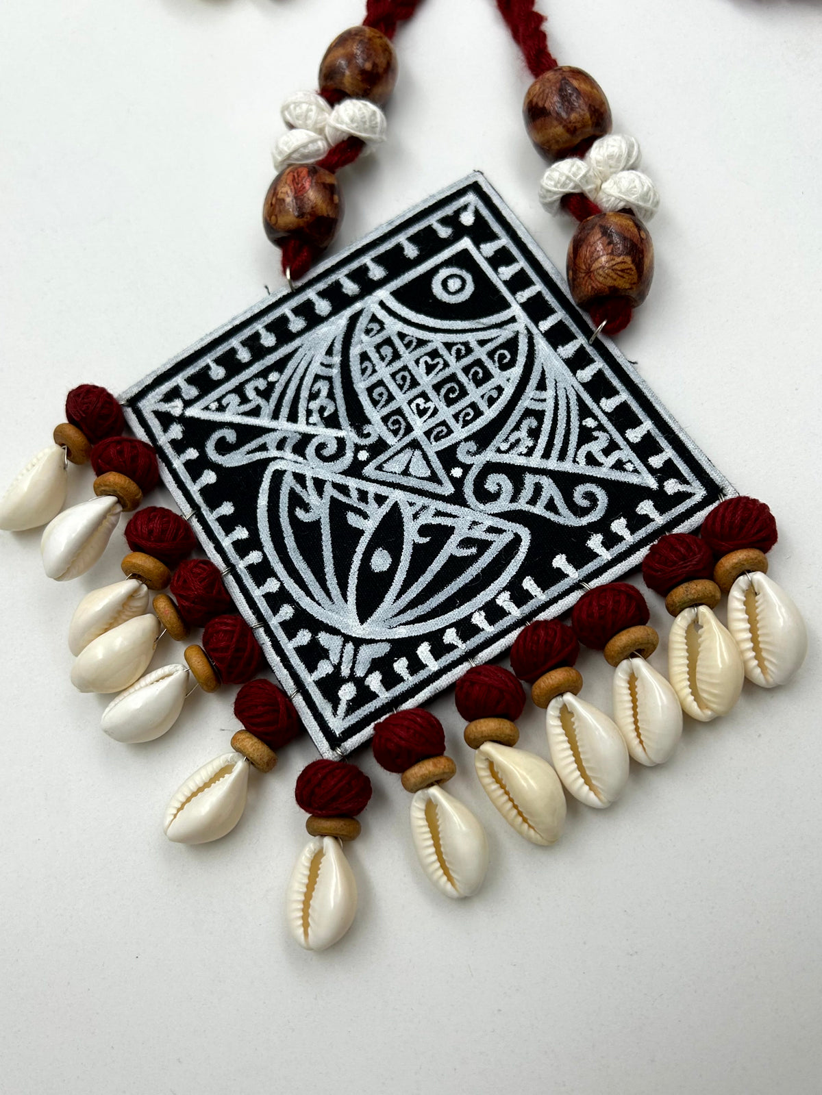 Meenal Black Handpainted Fabric Necklace Set