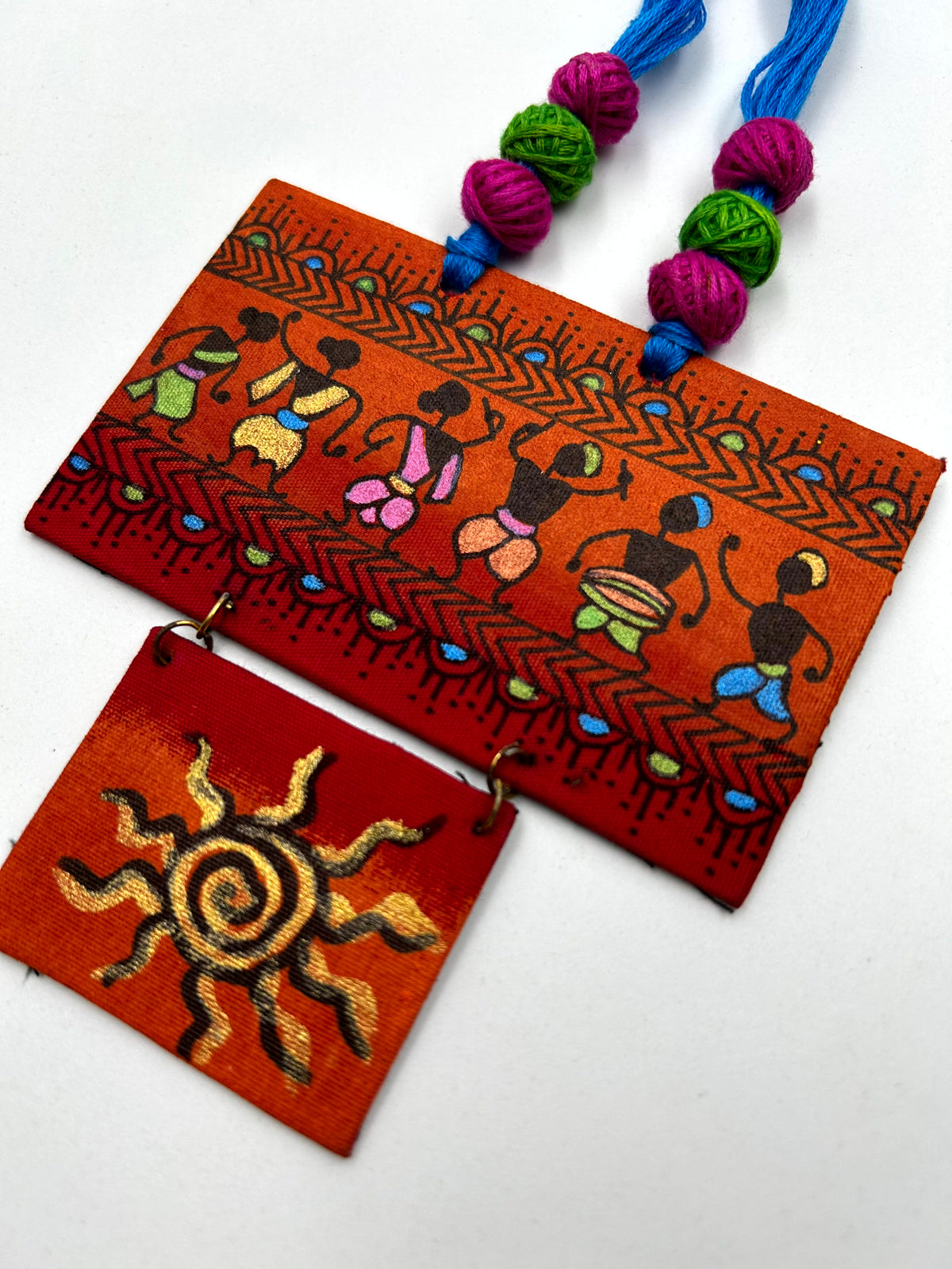 Nritya Multicolor Handpainted Fabric Necklace Set