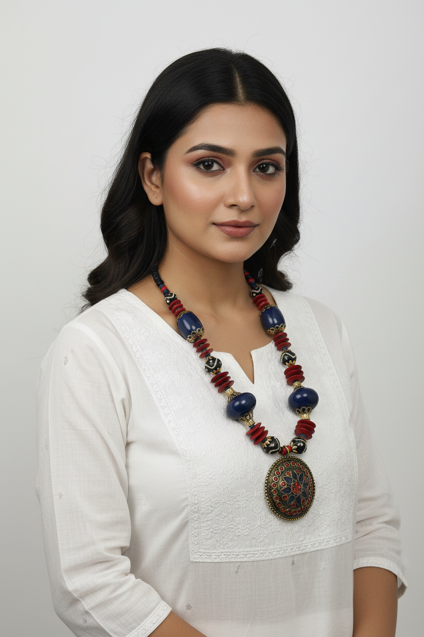 Bhavni Blue Tibetan Necklace