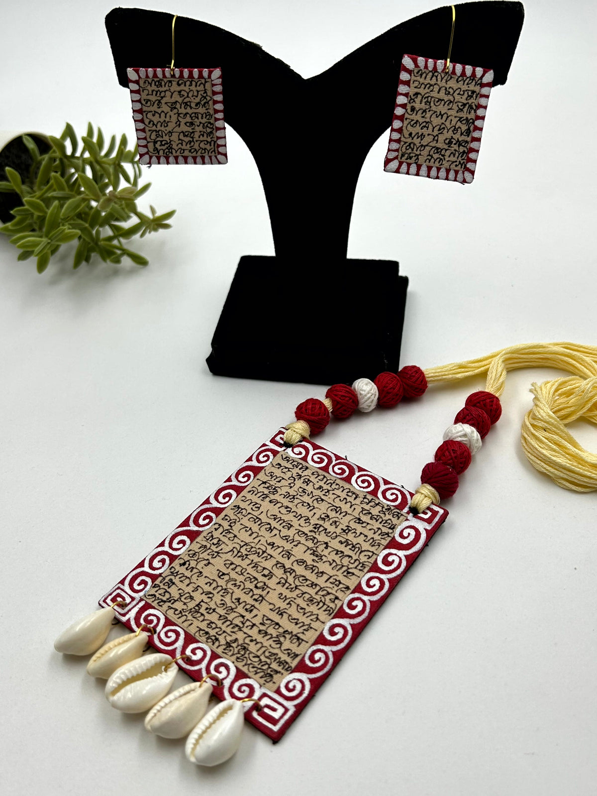 Lekha Red Fabric Necklace Set