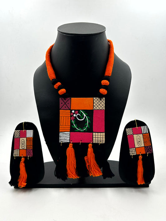 Tulika Multicolor Fabric Necklace Set