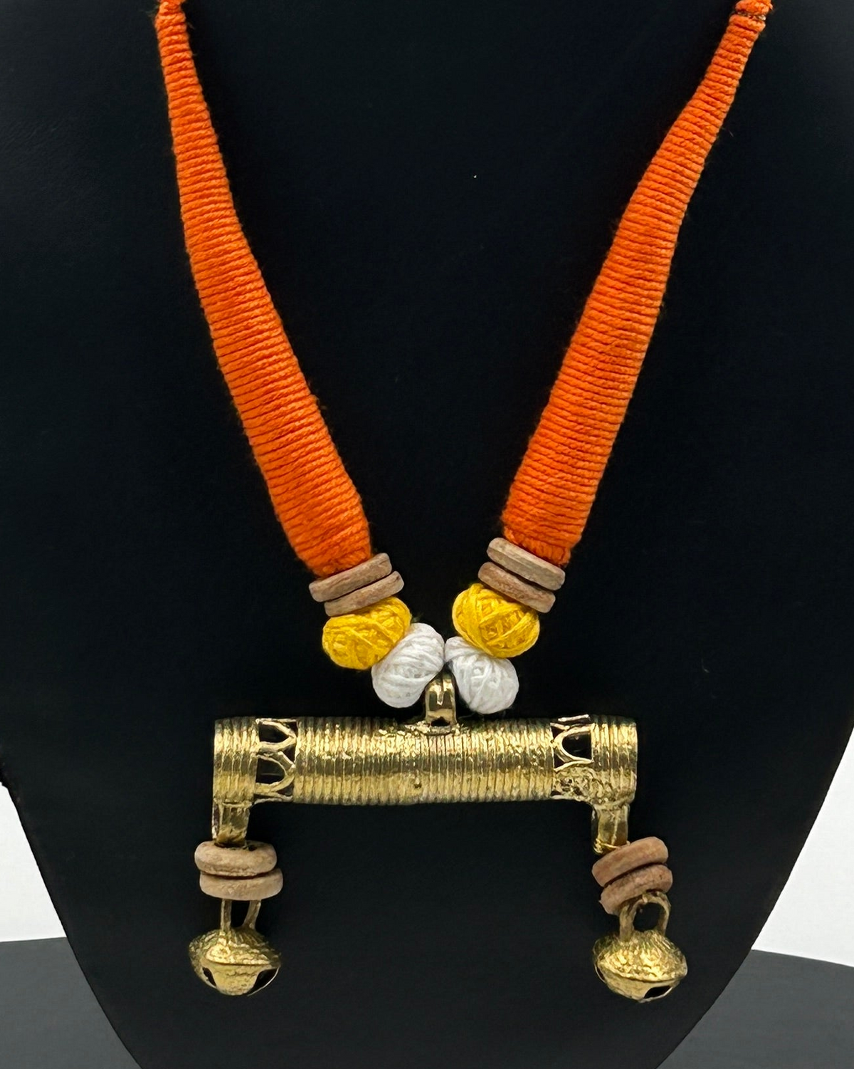 Vanya Orange Dokra Necklace Set