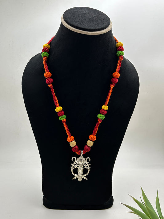 Arya Red Oxidised Durga Necklace