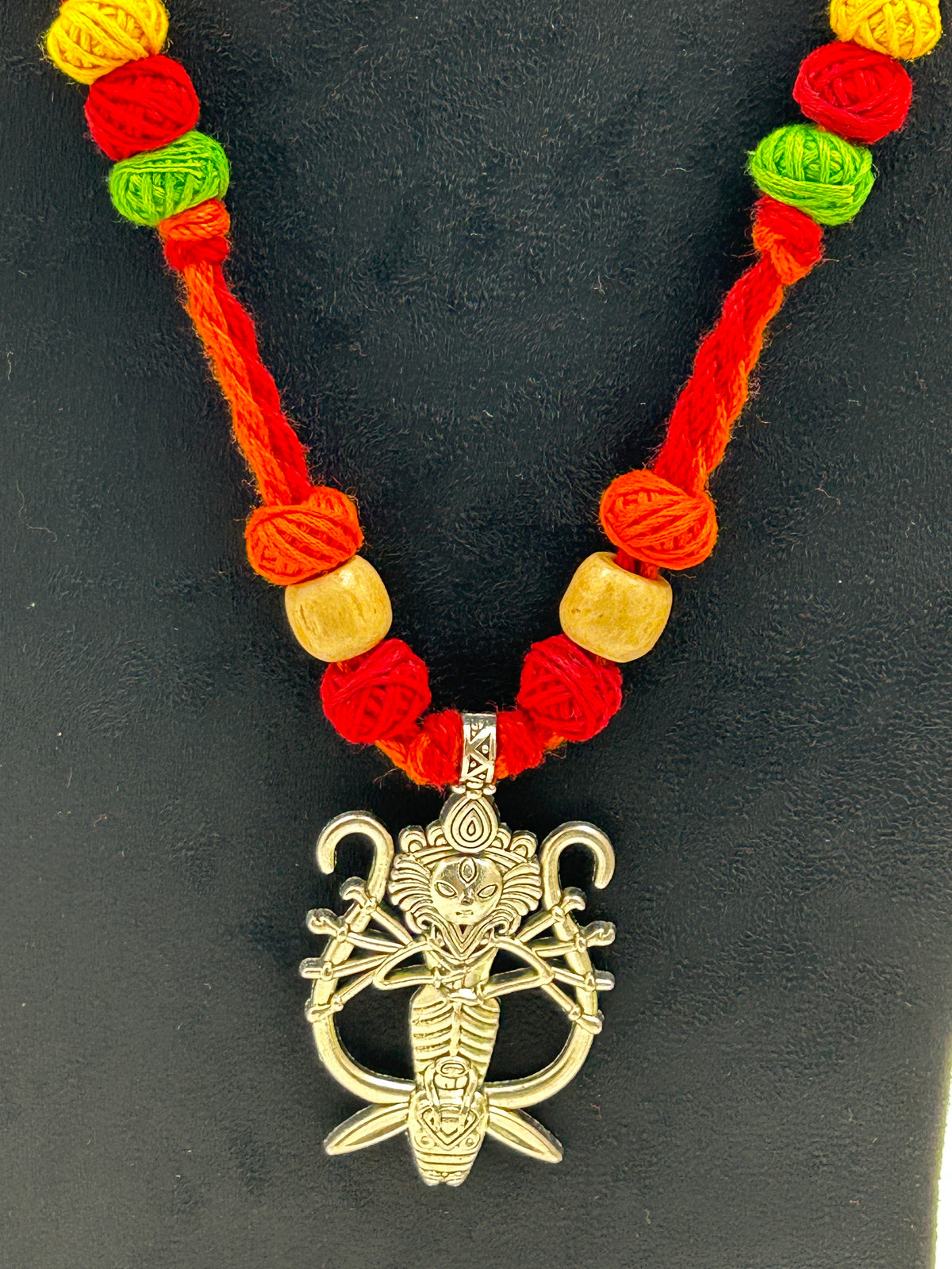 Arya Red Oxidised Durga Necklace