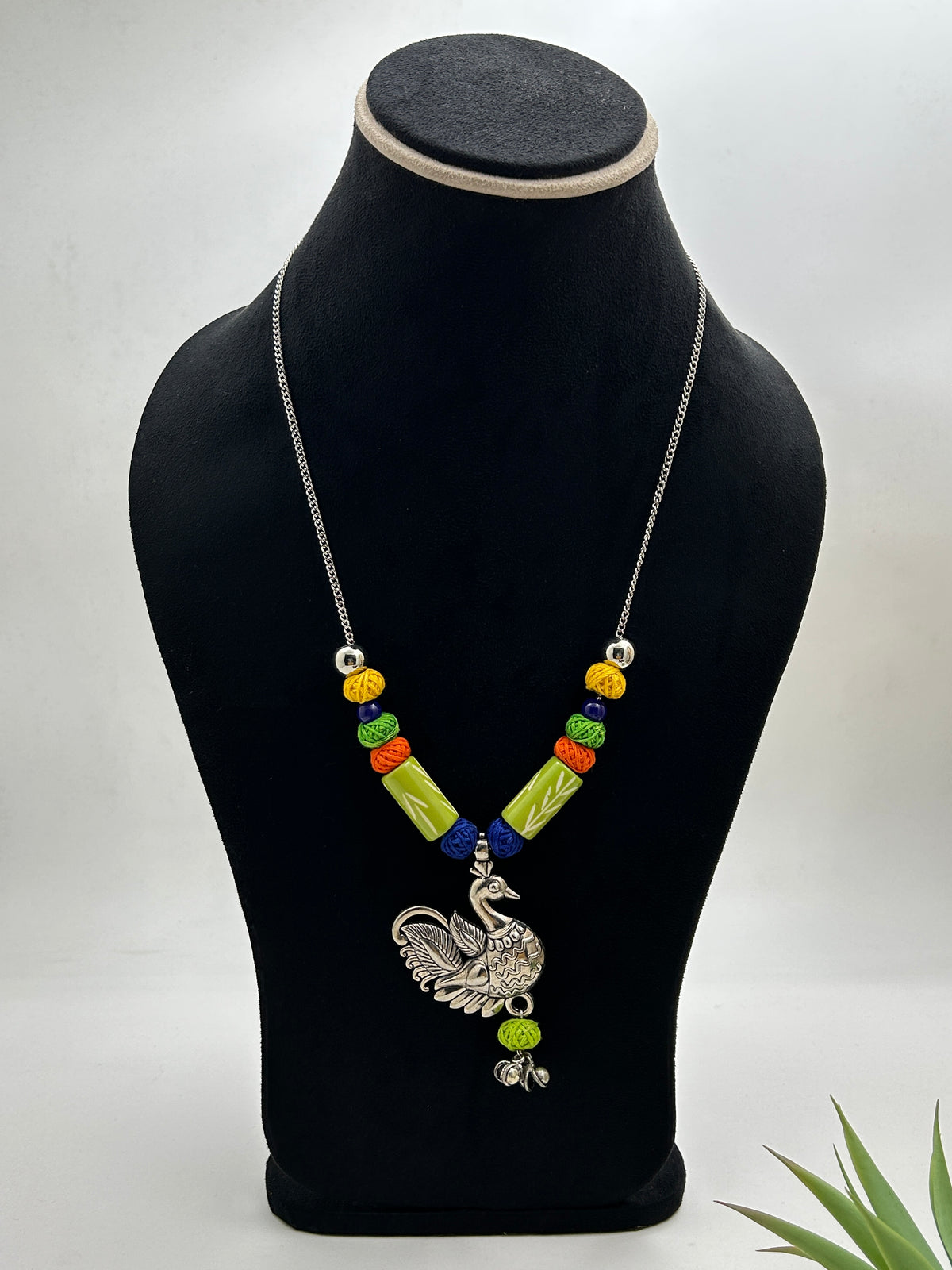 Mayuri Green Oxidised Peacock Necklace