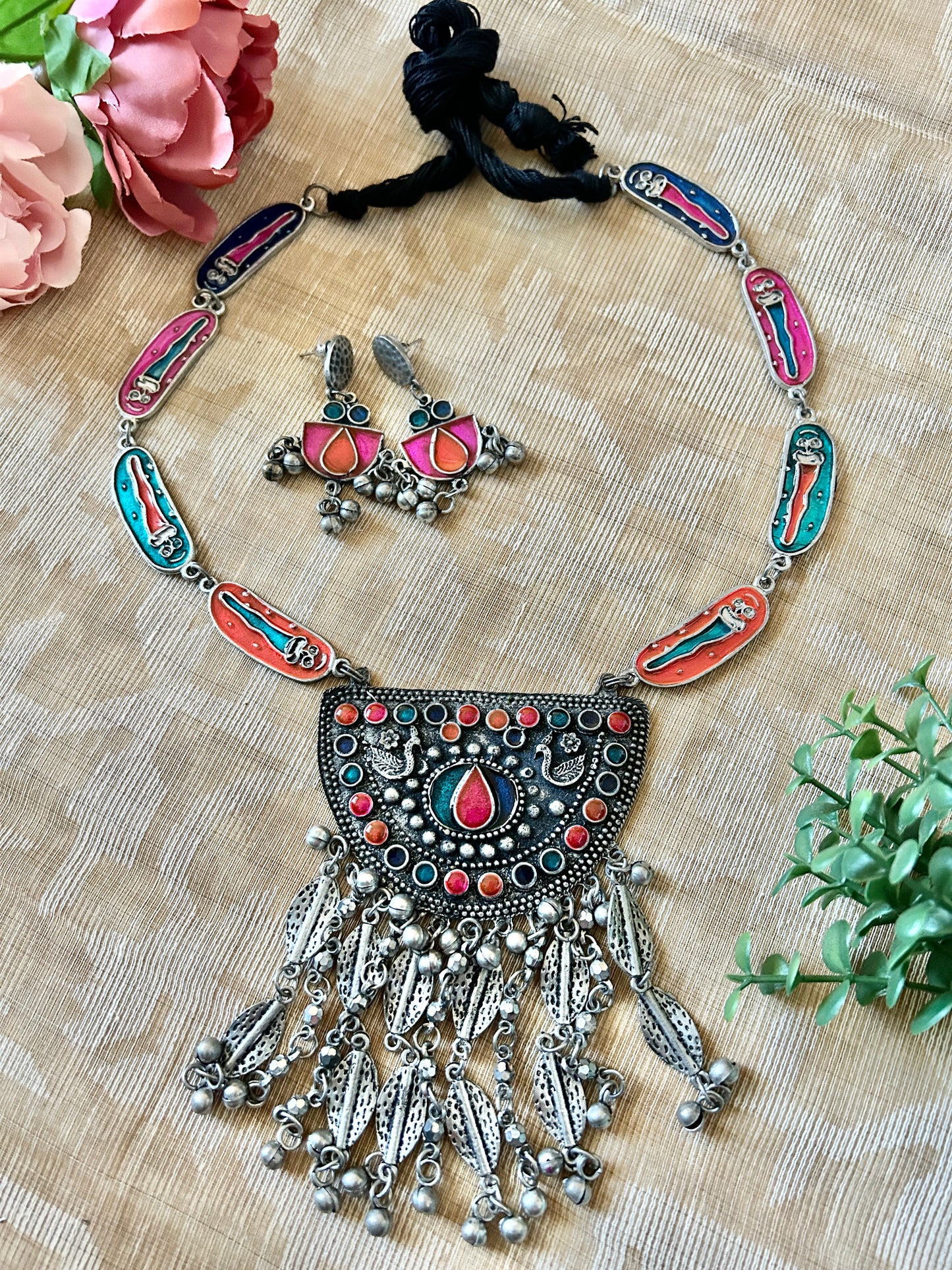 Myra Multicoloured Afghani Necklace set