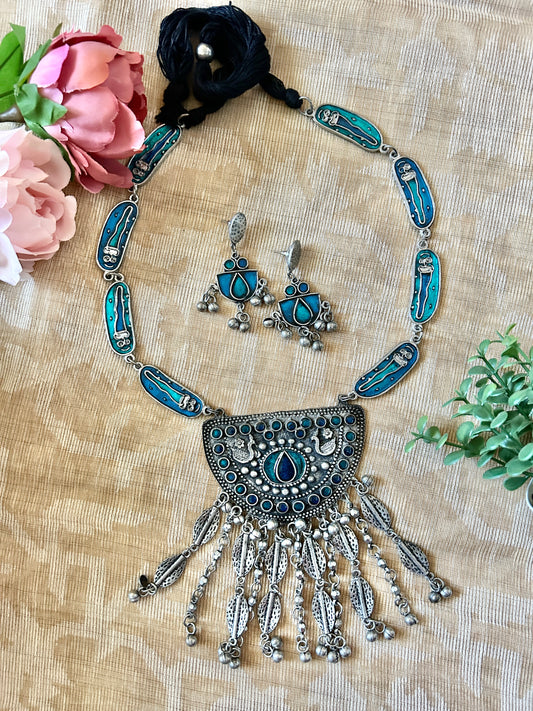 Myra Blue Afghani Necklace Set