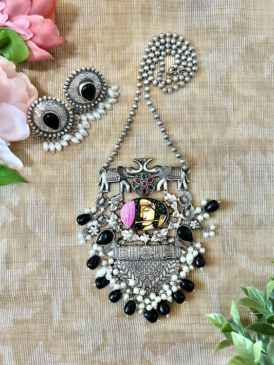 Meera Black Hand Painted Necklace Set