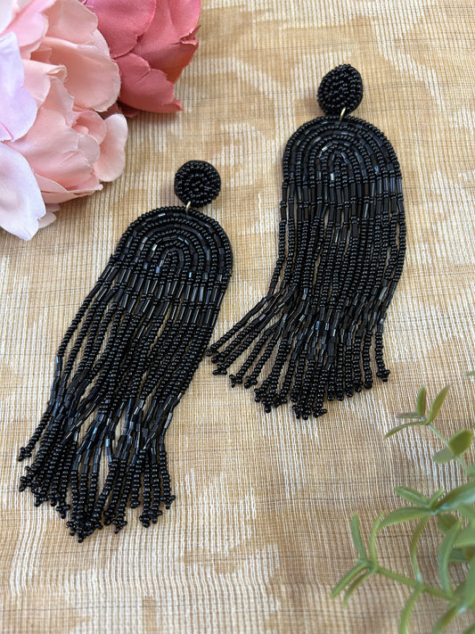 Sparky Black Seed Beads Earrings