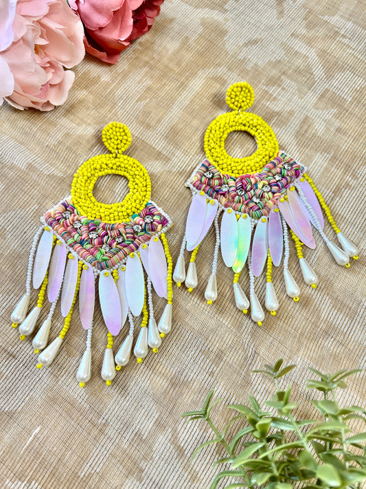 Simmi Yellow Seed Beads Earrings